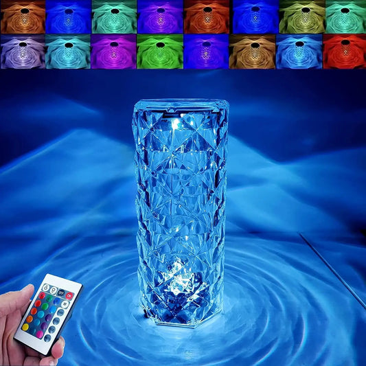 16 Color Changing Rose Crystal Diamond Table Lamp - Clicksale